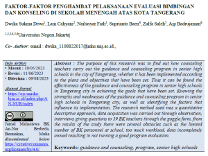 Read more about the article Faktor-Faktor Penghambat Pelaksanaan Evaluasi Bimbingan Dan Konseling Di Sekolah Menengah Atas Kota Tangerang