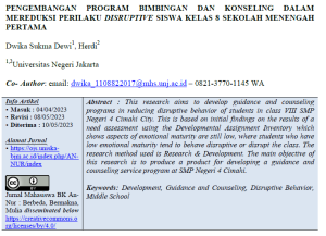 PENGEMBANGAN PROGRAM BIMBINGAN DAN KONSELING DALAM MEREDUKSI PERILAKU DISRUPTIVE SISWA KELAS 8 SEKOLAH MENENGAH PERTAMA