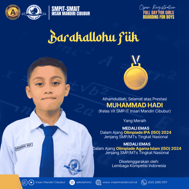 Muhammad Hadi, Siswa SMP IT Insan Mandiri Cibubur, Taklukkan Indonesia Science Olimpiad 2024 dengan Raih Medali Emas